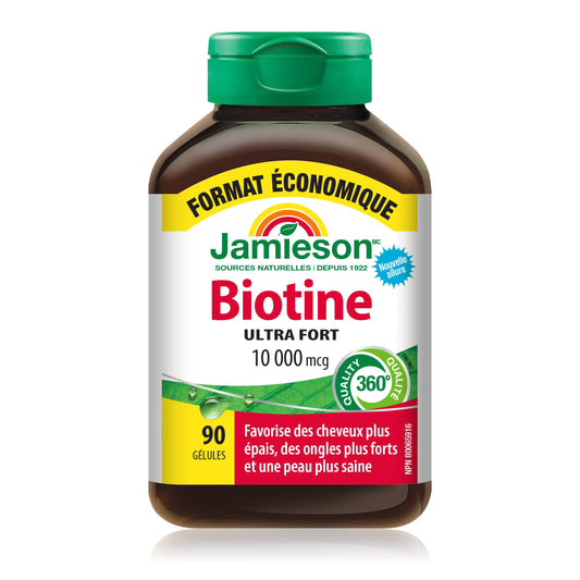 Caja de Jamieson Biotina 10,000 mcg para cabello piel uñas