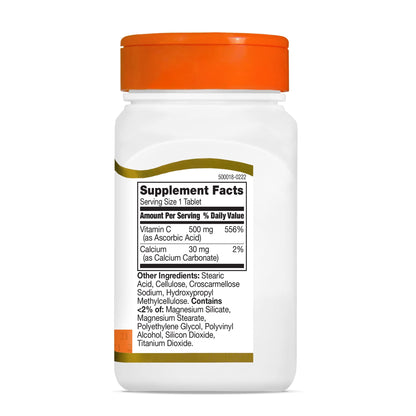 Caja lateral vitamina c 21st century 500 mg 110 tabletas
