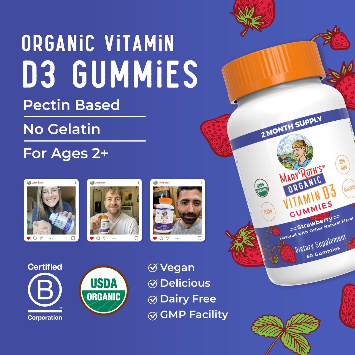 Caja MaryRuth's gominolas orgánicas vitamina D3 60 unidades