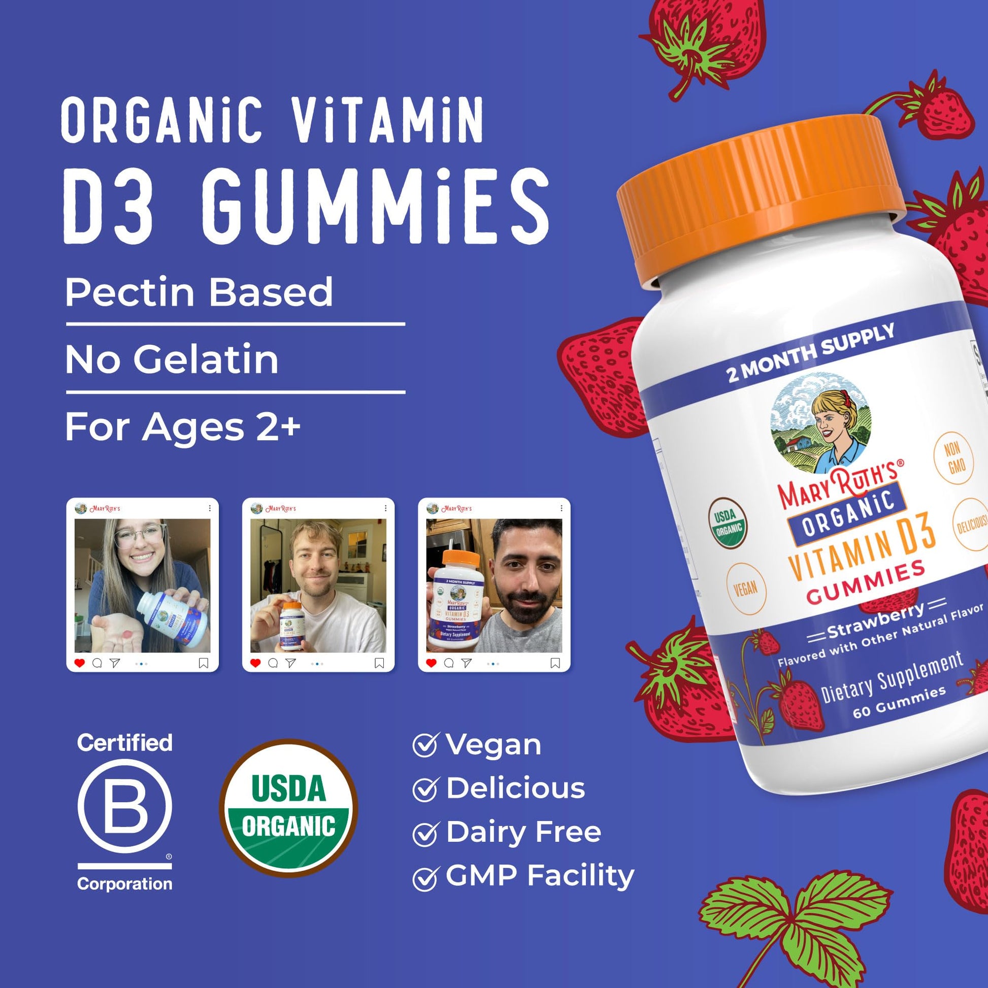 Caja MaryRuth's gominolas orgánicas vitamina D3 60 unidades