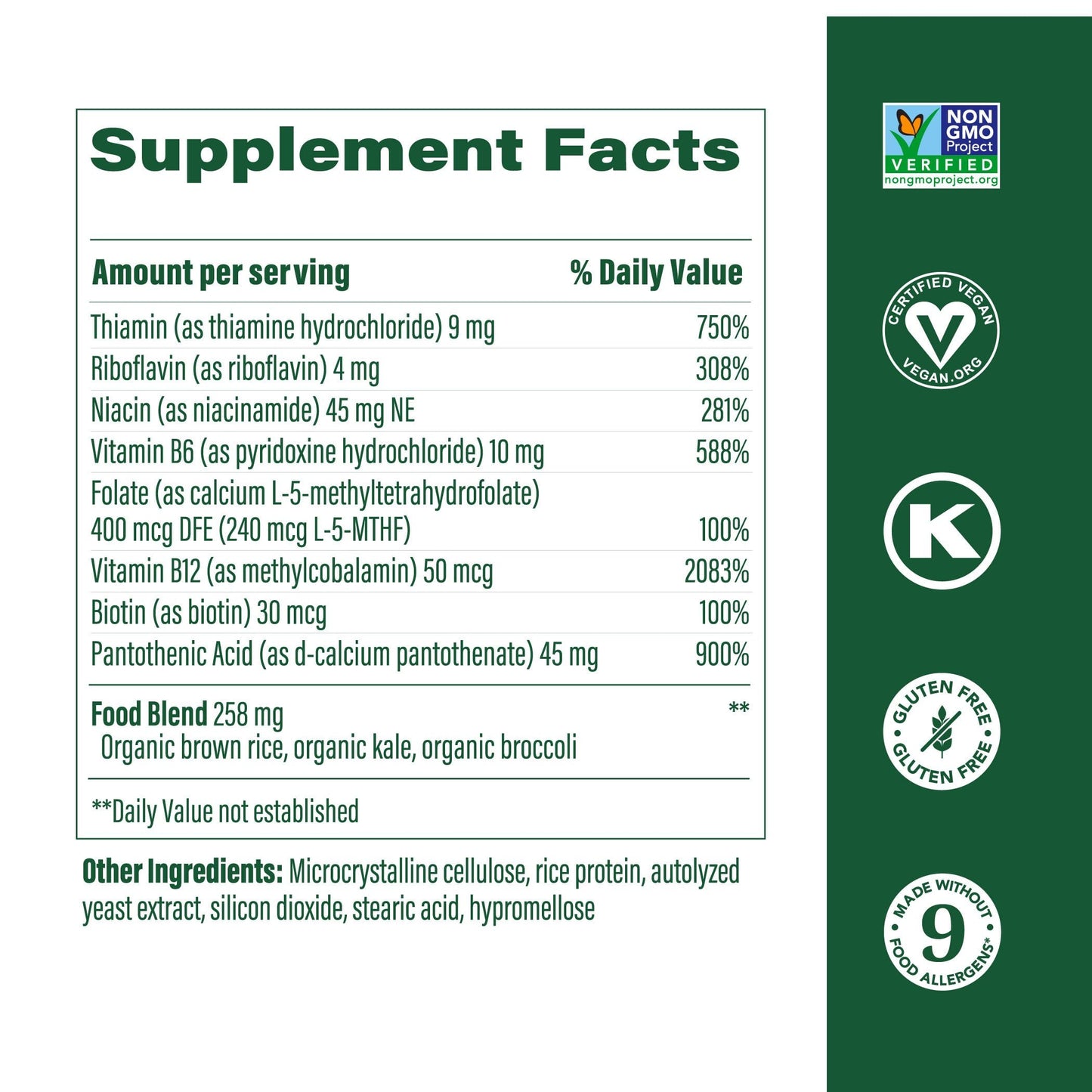 Caja MegaFood complejo vitamina b tabletas vegetarianas