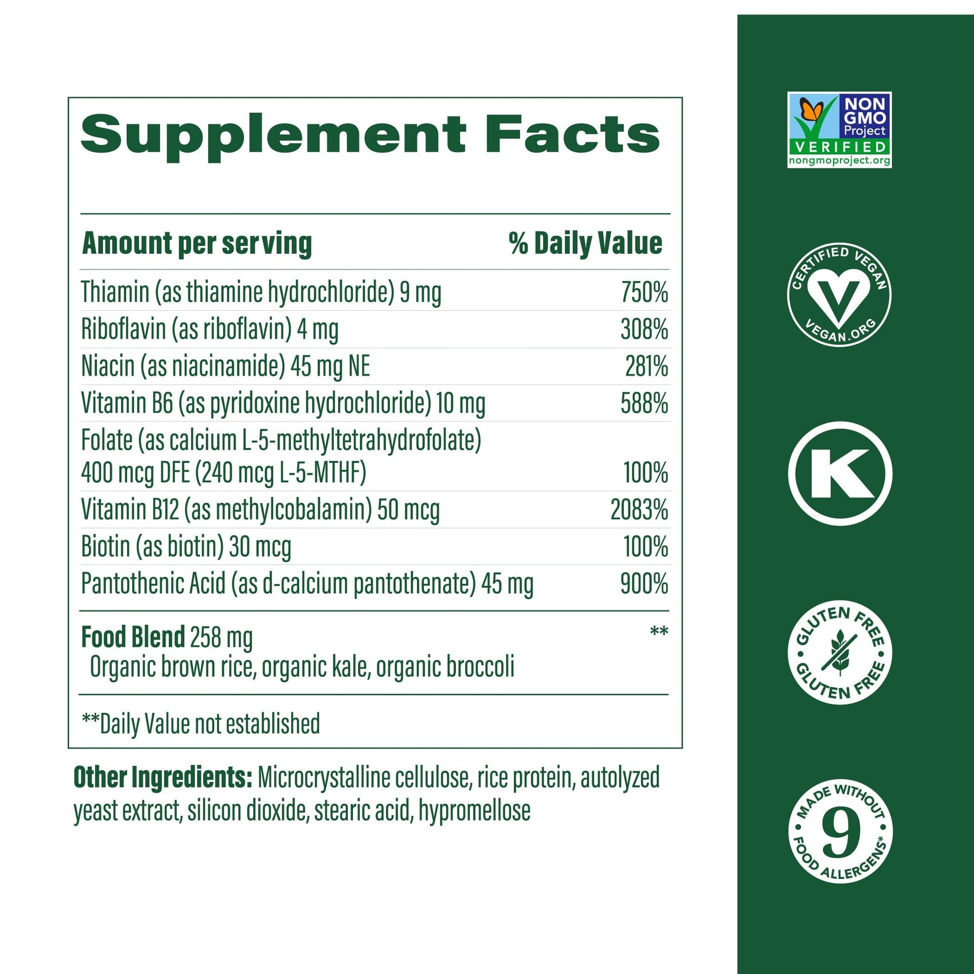 Caja MegaFood complejo vitamina b tabletas vegetarianas