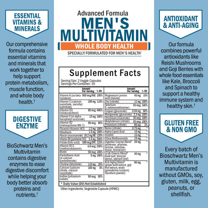Caja del multivitamínico avanzado para hombres