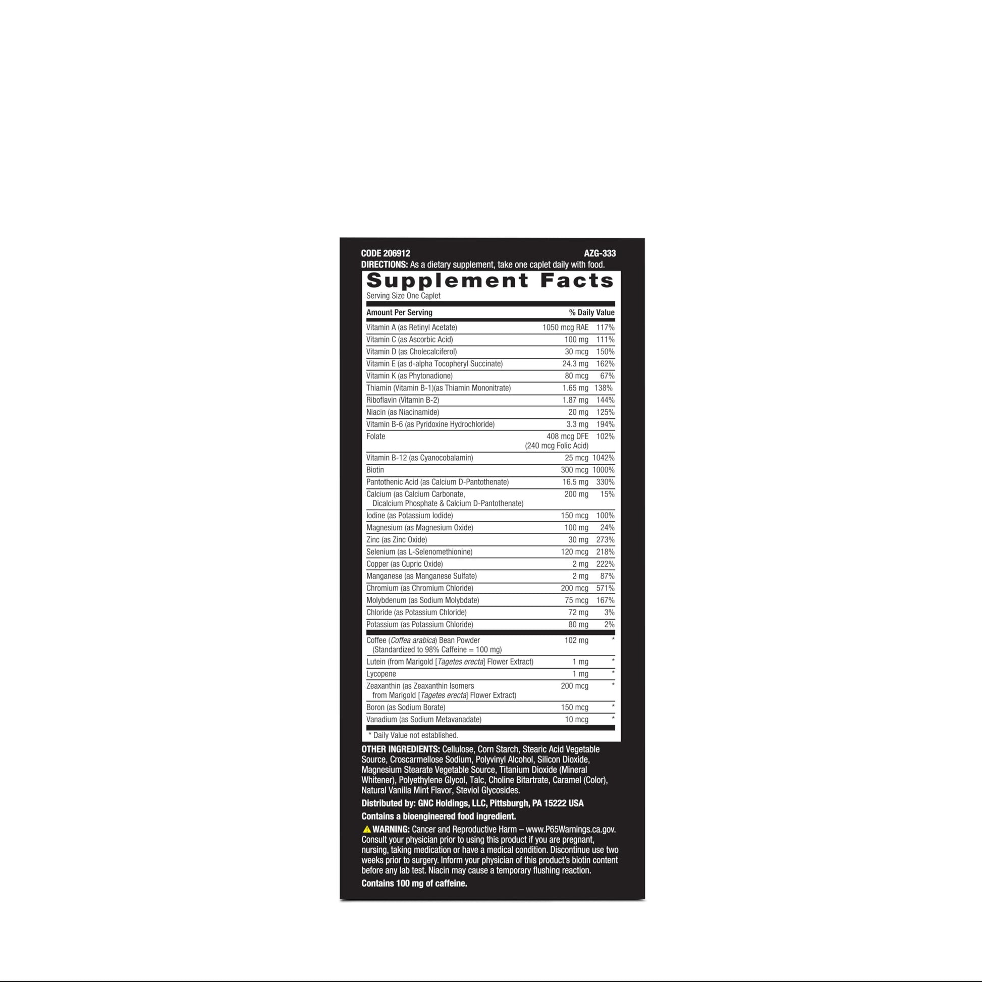 caja multivitamínico gnc vista trasera