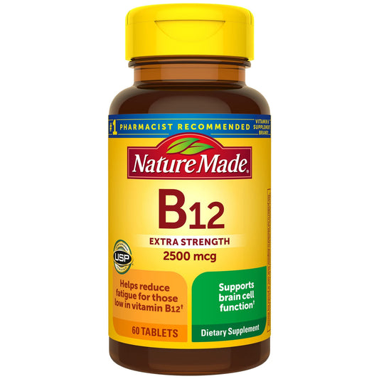 Caja Nature Made vitamina B12 2500mcg 60 tabletas extra fuerte