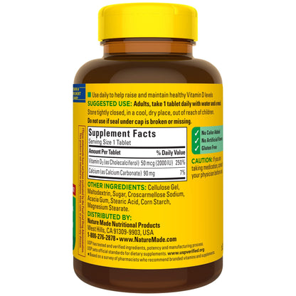 Caja Nature Made Vitamina D3 2000UI para salud