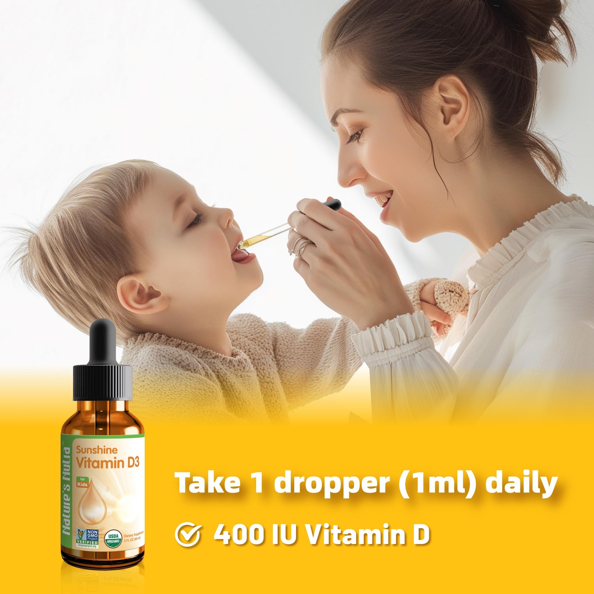 Caja Nature's Nutra Sunshine Vitamina D3 gotas para niños