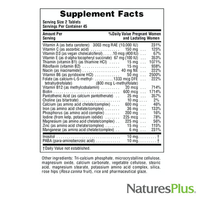 Caja NaturesPlus Ultra Prenatal multivitamínico sin gluten