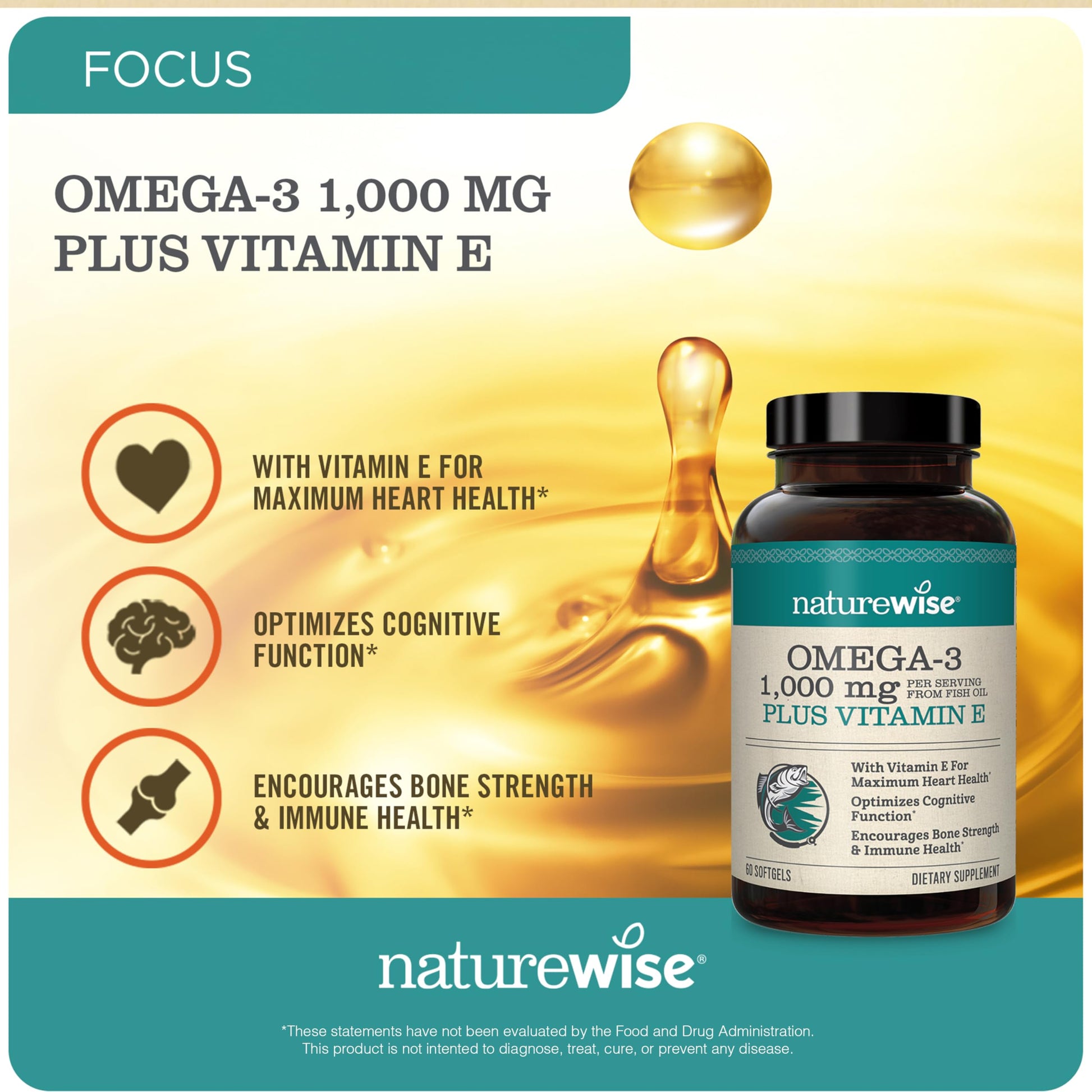 Caja NatureWise Omega 3 y vitamina D3 para función muscular y sistema inmune