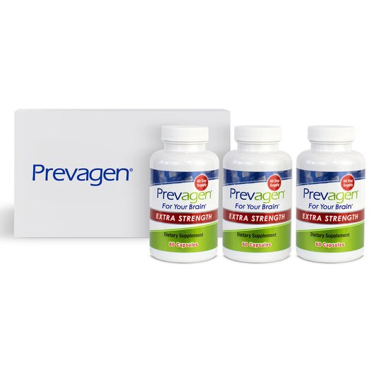Caja de Prevagen Extra Strength 20mg paquete triple 60 cápsulas cada uno