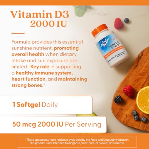 Caja producto Doctor's Best Vitamina D3 2000 IU 180 vegcaps