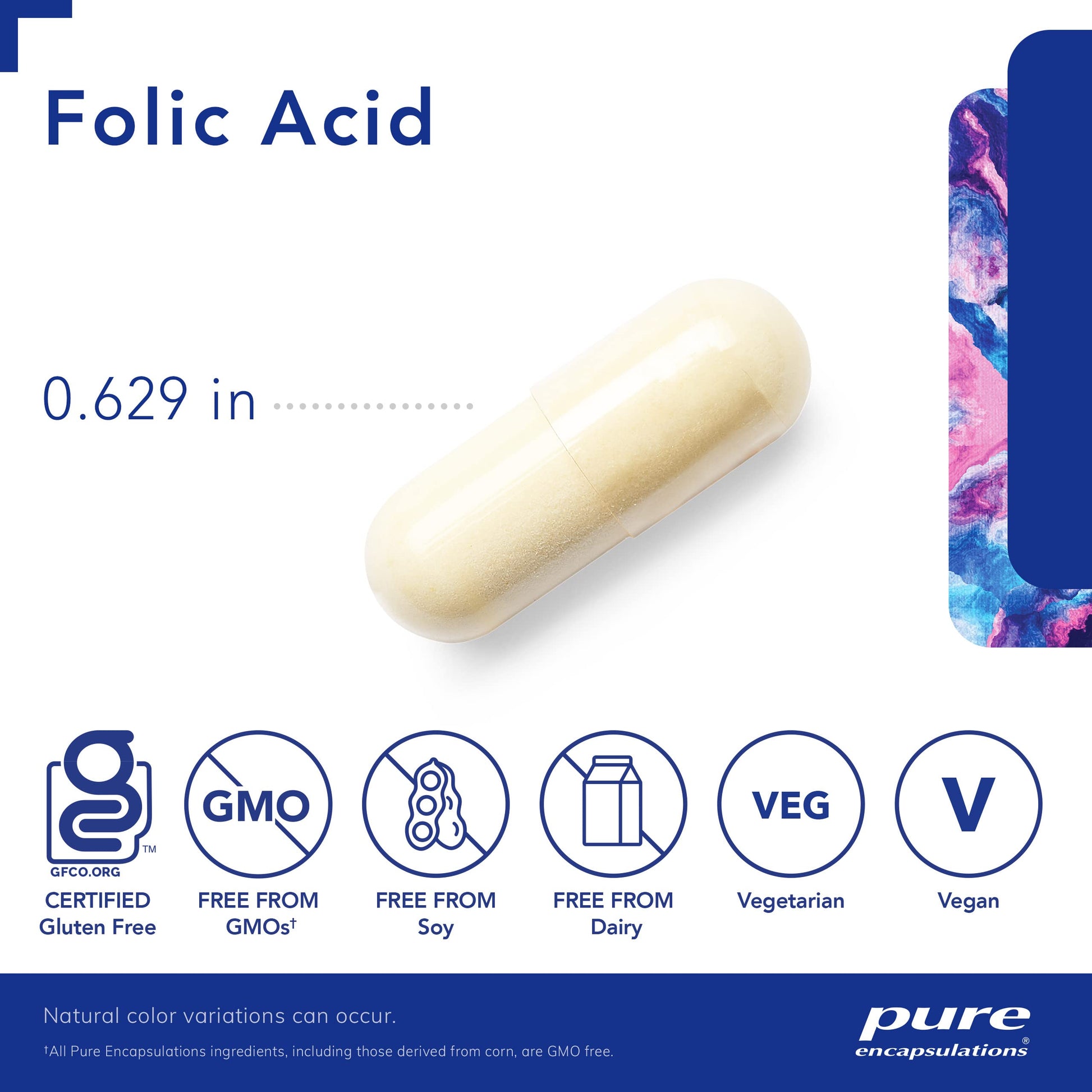 Caja Pure Encapsulations ácido-fólico 60 cápsulas