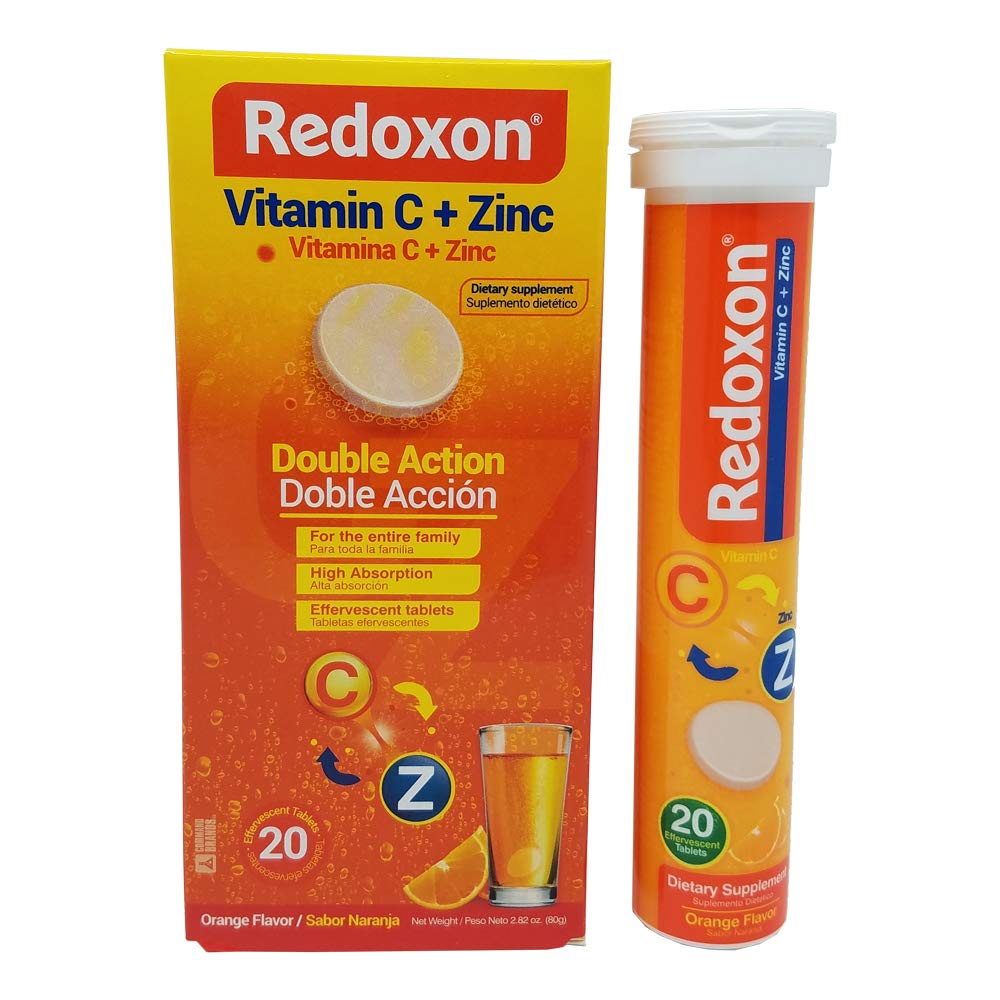 Caja de Redoxon vitamina c y zinc 20 tabletas x 2 pack