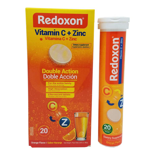 Caja de Redoxon vitamina c y zinc 20 tabletas x 2 pack