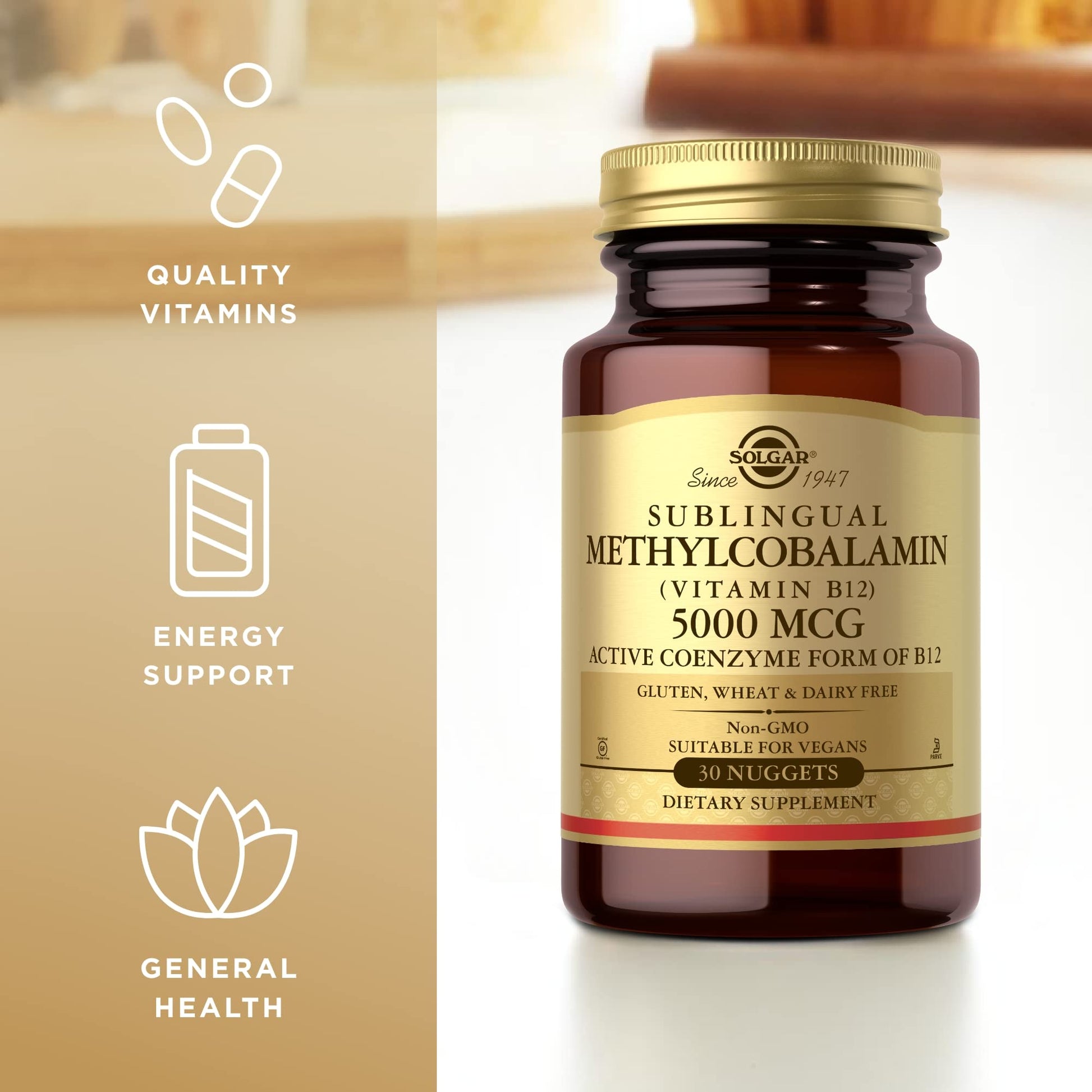 Caja solgar suplemento vitamina b12 5000 mcg sin gluten ni lacteos