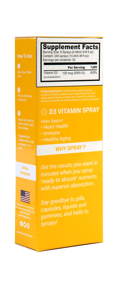 Caja y spray vitamina d3 spectraspray presentación 30 días