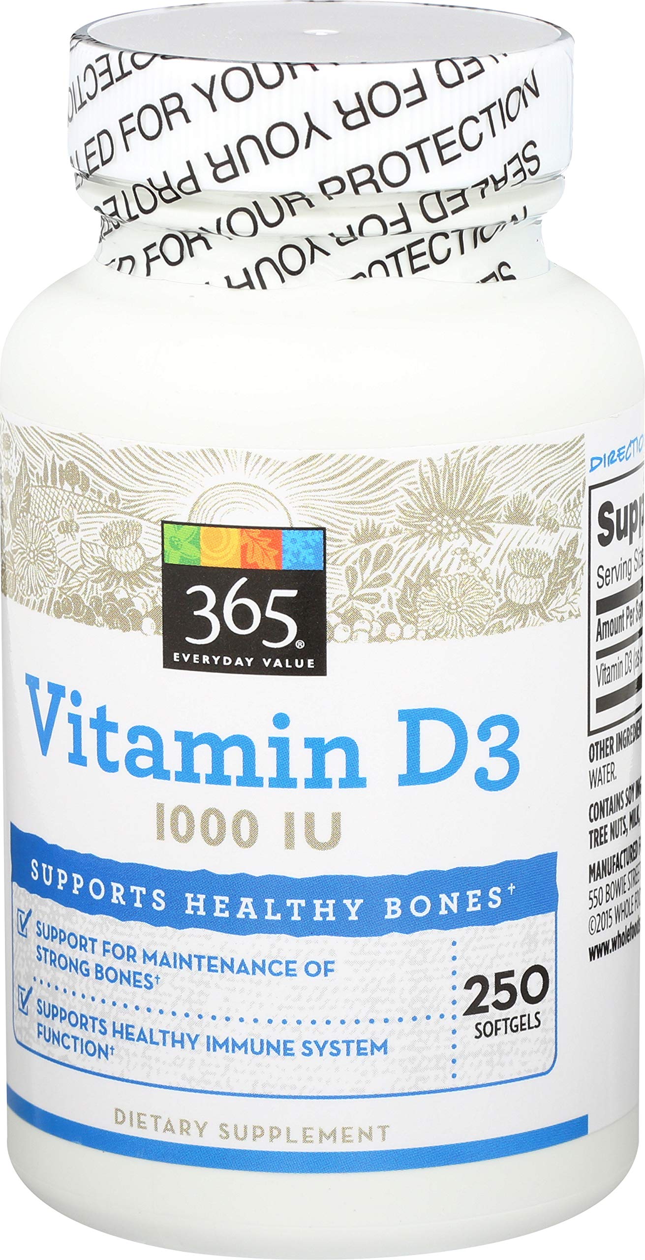 Caja suplemento 365 everyday value vitamina d3 cápsulas