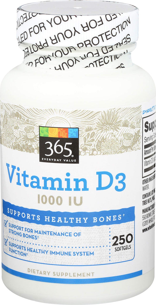 Caja suplemento 365 everyday value vitamina d3 cápsulas
