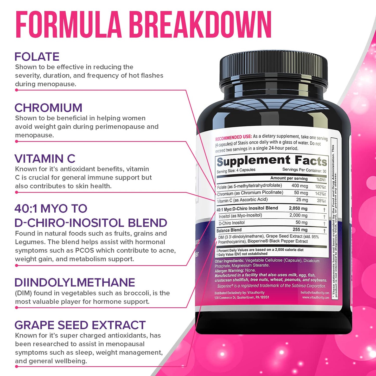 Caja del suplemento de equilibrio hormonal para mujer Vitauthority