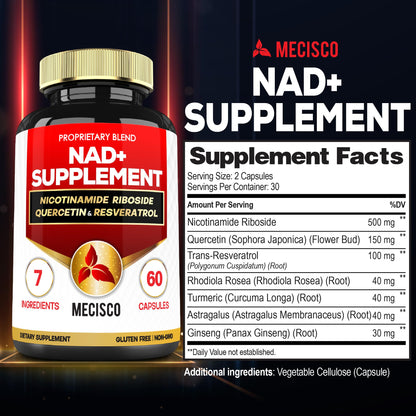 Caja suplemento NAD+ Mecisco con resveratrol y cúrcuma 60 cápsulas