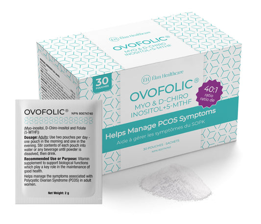 Caja del suplemento Ovofolic con mio y d-ciro inositol