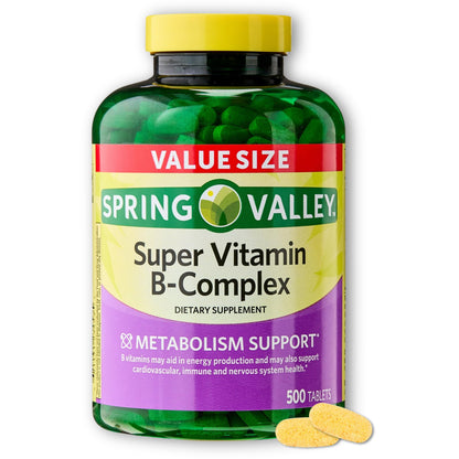 Caja del suplemento vitamina B Spring Valley 500 tabletas