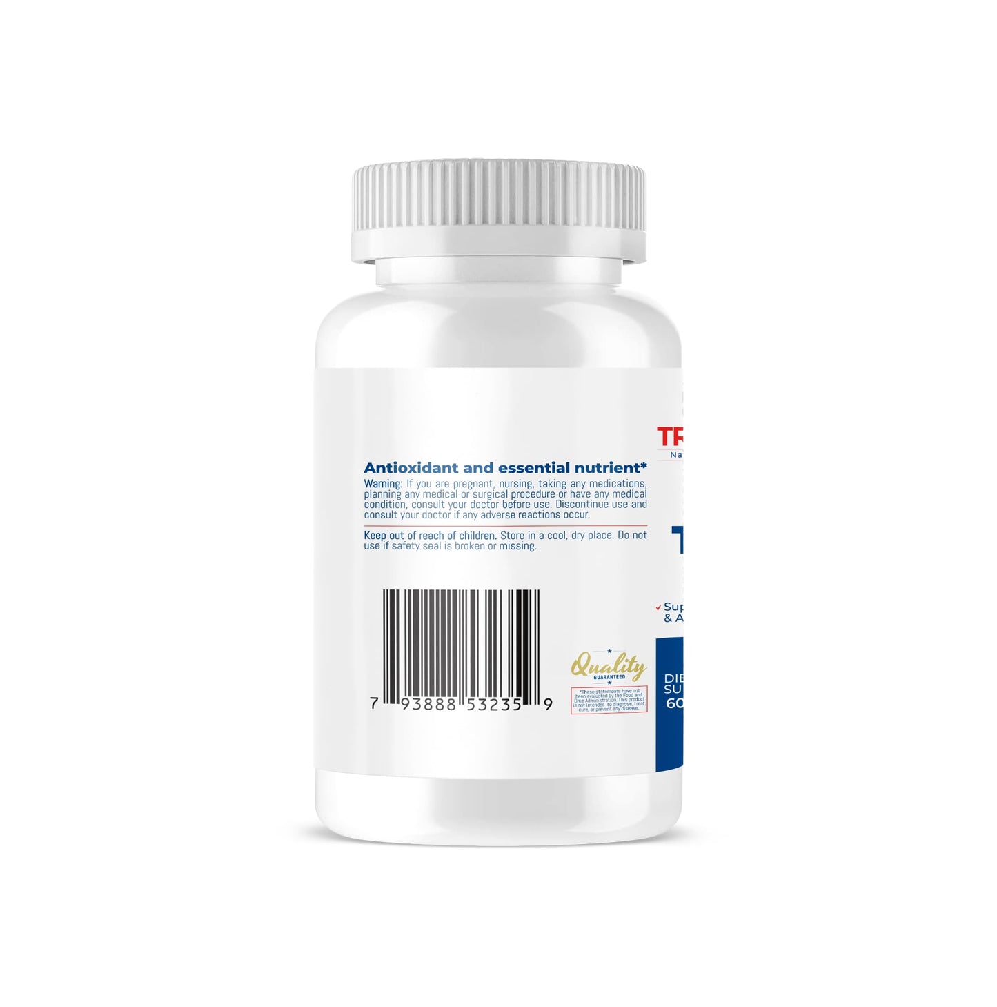 Caja de suplemento Vitamina E TrioMedica para uso diario