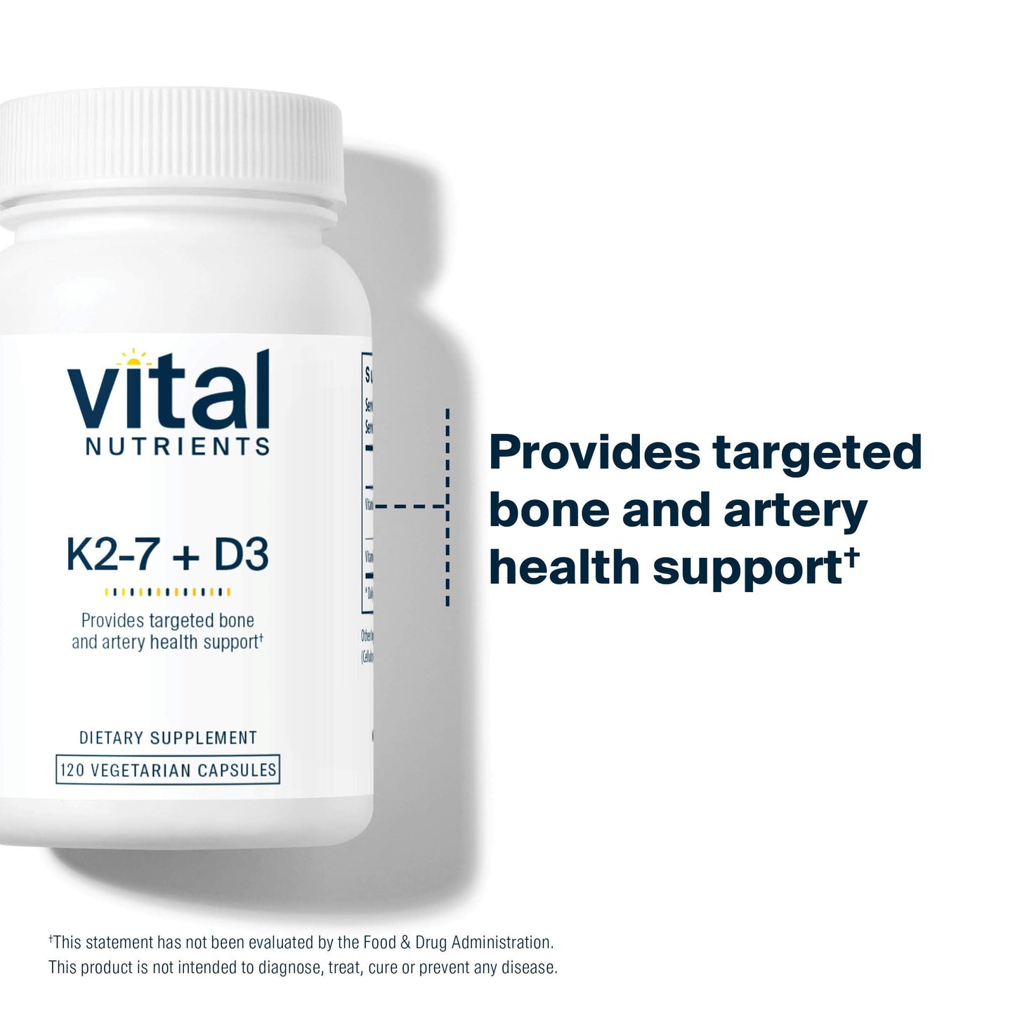 Caja suplemento vitamínico vital nutrients d3 k2 para salud ósea