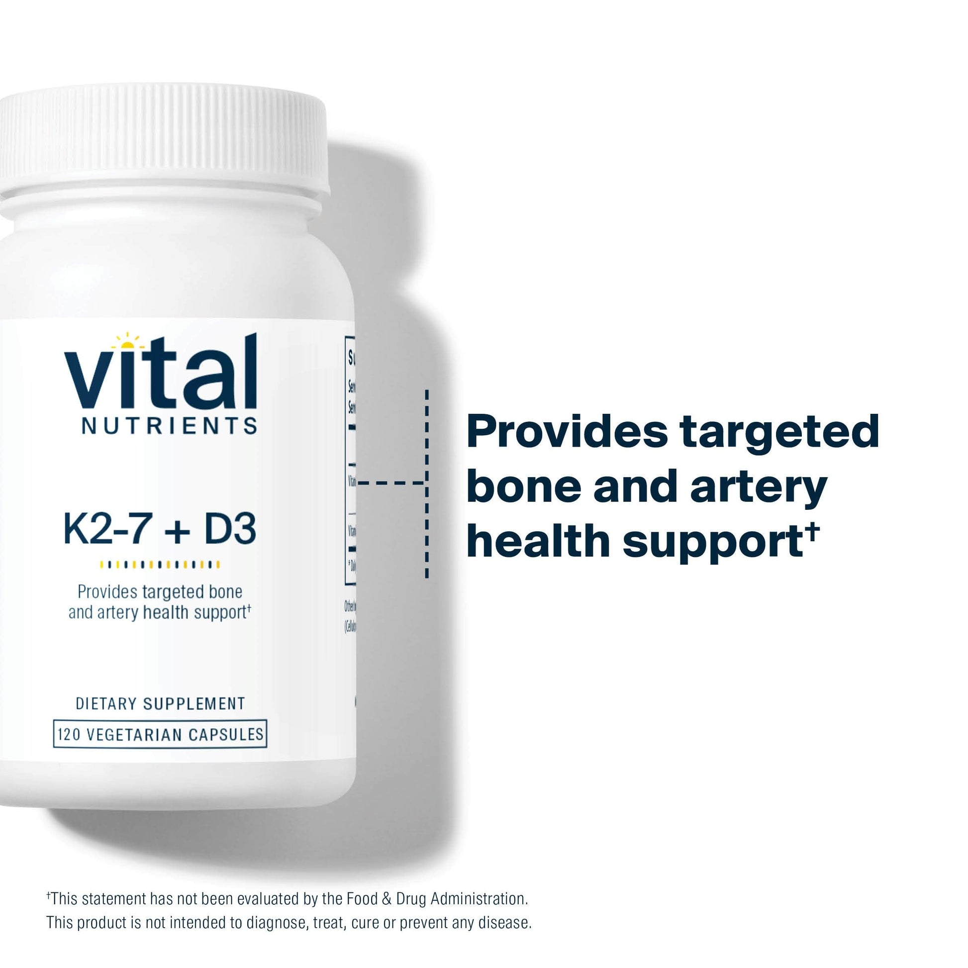Caja suplemento vitamínico vital nutrients d3 k2 para salud ósea