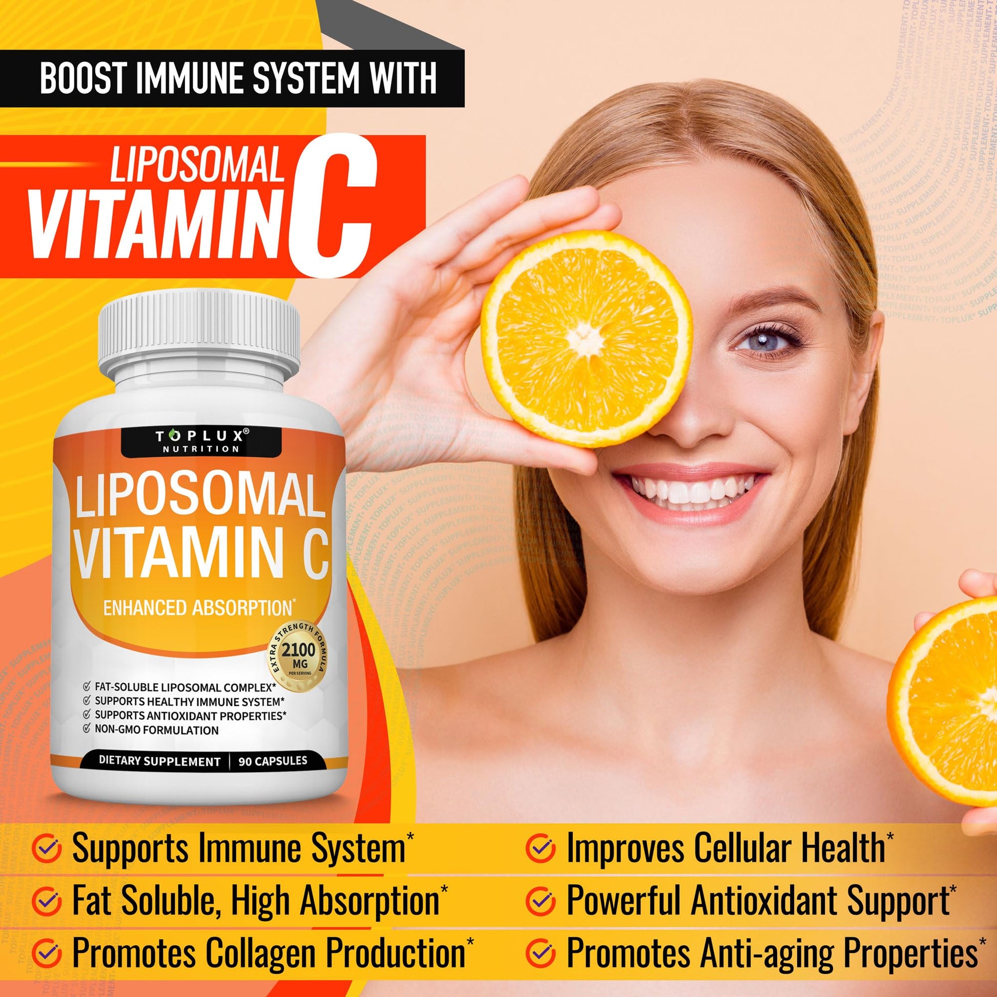 Caja suplementaria Toplux vitamina C liposomal 2100mg