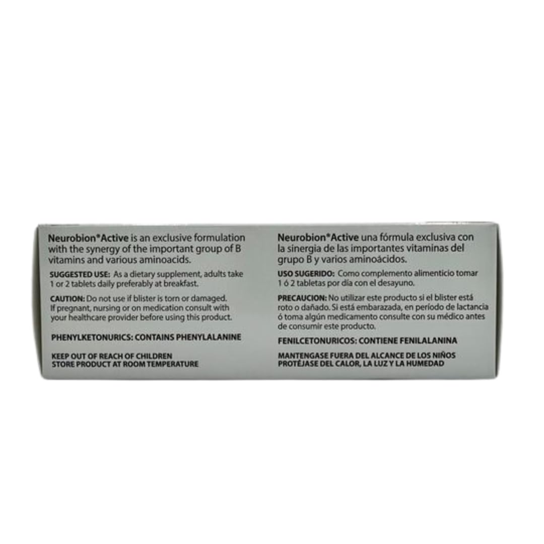 Caja y tableta de Neurobion Active con vitaminas para energía