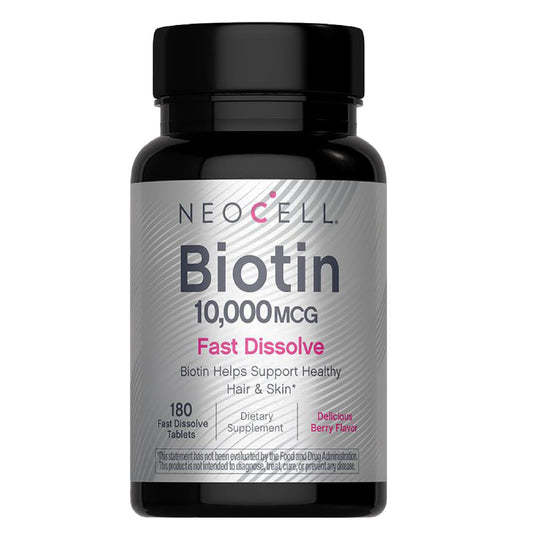 Caja de tabletas NeoCell biotina disolución rápida sabor baya
