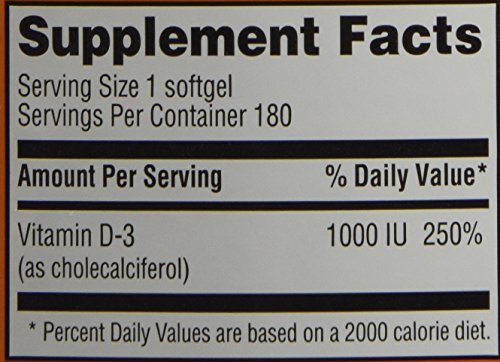 Caja trader joe's vitamina d3 1000 ui 180 cápsulas blandas