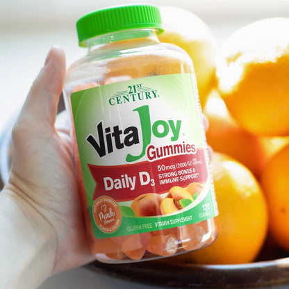 Caja trasera gomas vitamina D3 21st Century con información nutricional