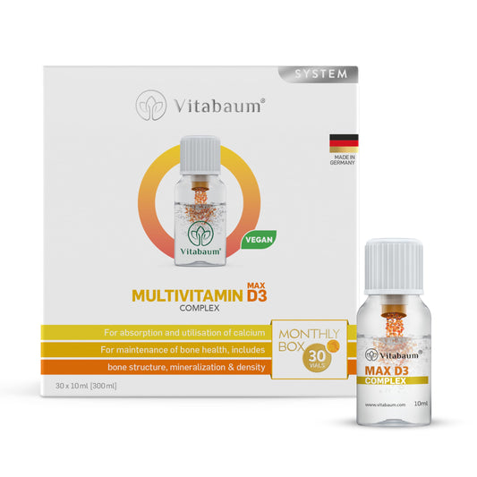 Caja de Vitabaum Multivitamínico Max D3 Complex 30 viales para huesos