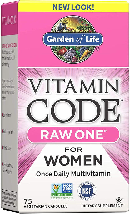 Caja de Vitamin Code Raw One de Garden of Life para mujeres.
