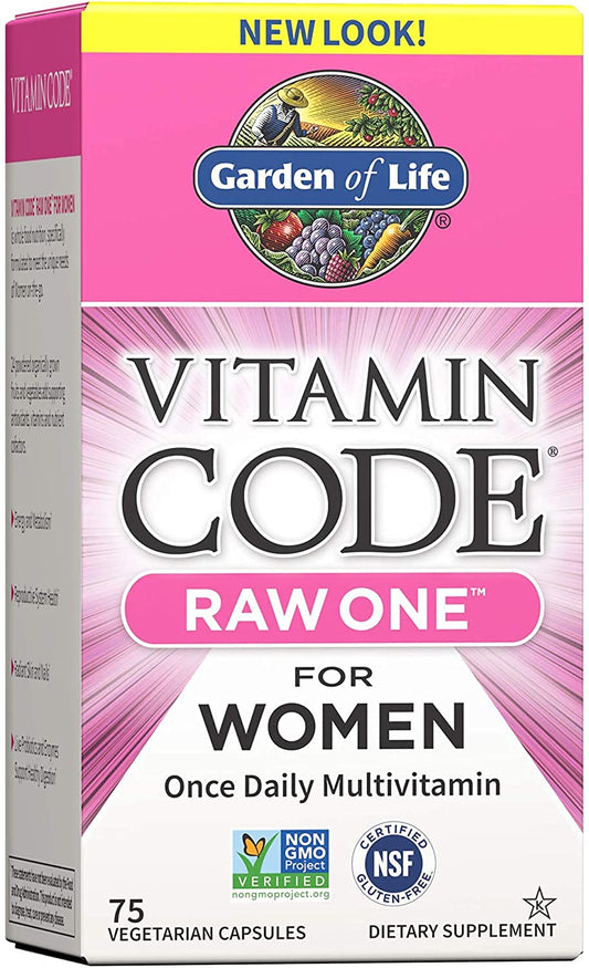 Caja de Vitamin Code Raw One de Garden of Life para mujeres.