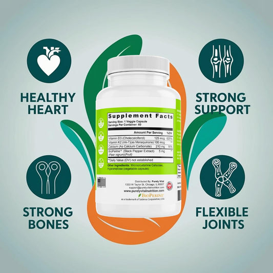 Caja Vitamin K2-D3 2 en 1 Purely Vital suplemento salud