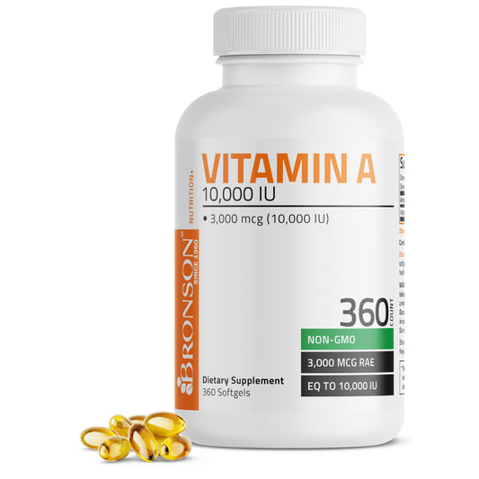 Caja Vitamina A 10,000 UI Bronson 360 cápsulas blandas