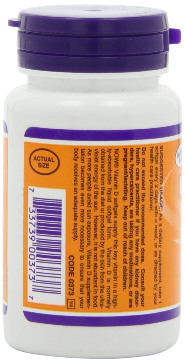 Caja de vitamina D-3 Now Foods