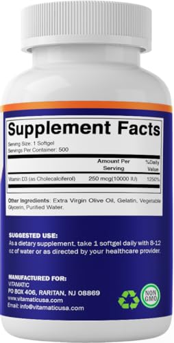 Caja de Vitamatic vitamina d3 10000 ui 500 mini softgels