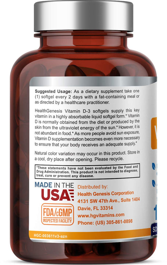Caja Vitamin D3 10000 UI Health Genesis 120 cápsulas
