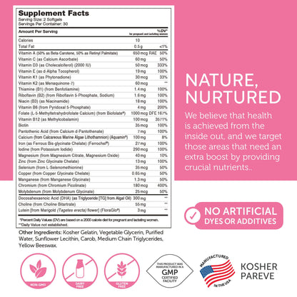 Caja de vitamina prenatal Zahler con DHA y folato