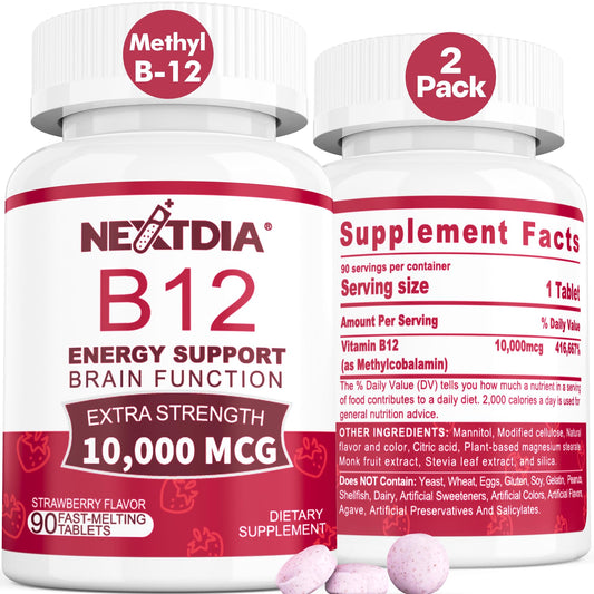 Caja de vitaminas B12 metilada sublingual Nextdia