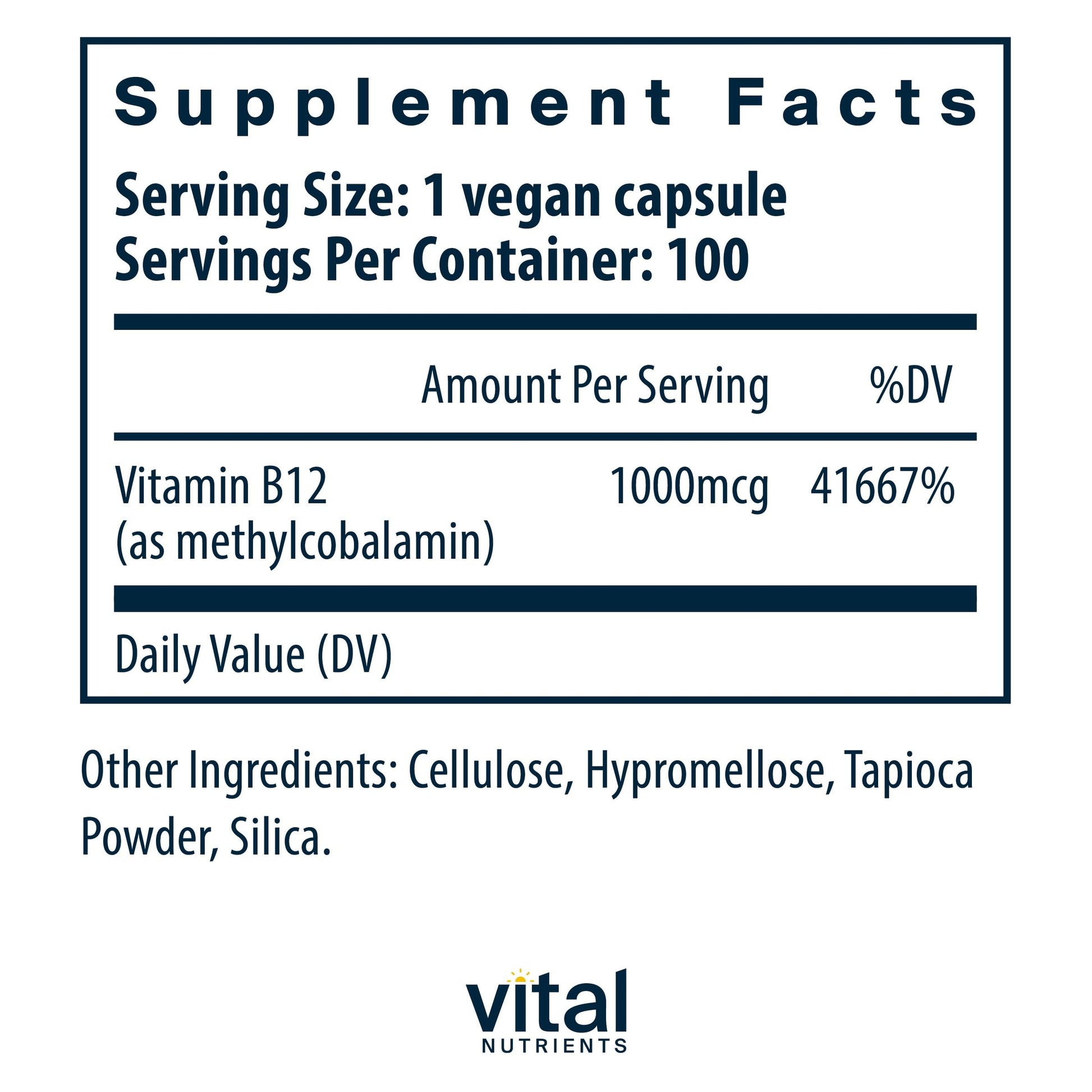 Caja y vitaminas B12 Vital Nutrients metilcobalamina