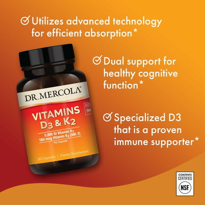 Caja de vitamin D3 y K2 Dr Mercola para salud inmune y ósea