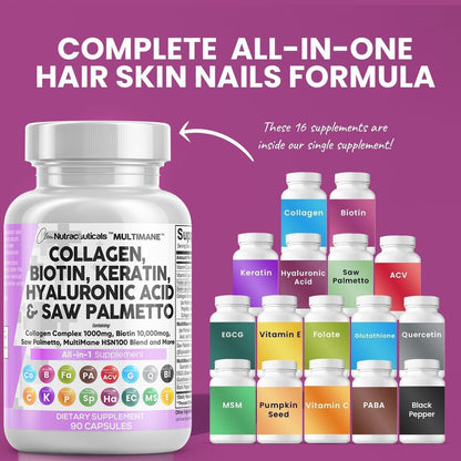 Caja vitamínica Clean Nutraceuticals con colágeno biotina y queratina para cabello