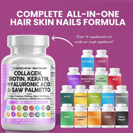 Caja vitamínica Clean Nutraceuticals con colágeno biotina y queratina para cabello