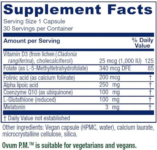 Caja Vitanica Ovum P.M. Pro Logo cápsulas veganas para salud femenina