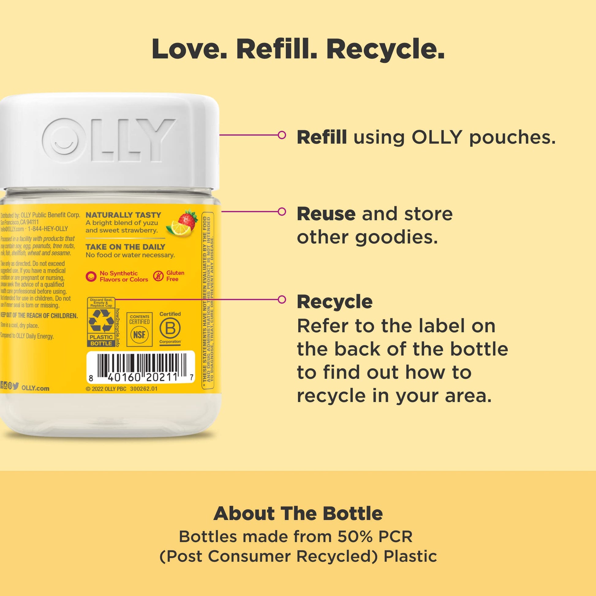Cajas empacadas de gominolas OLLY energía